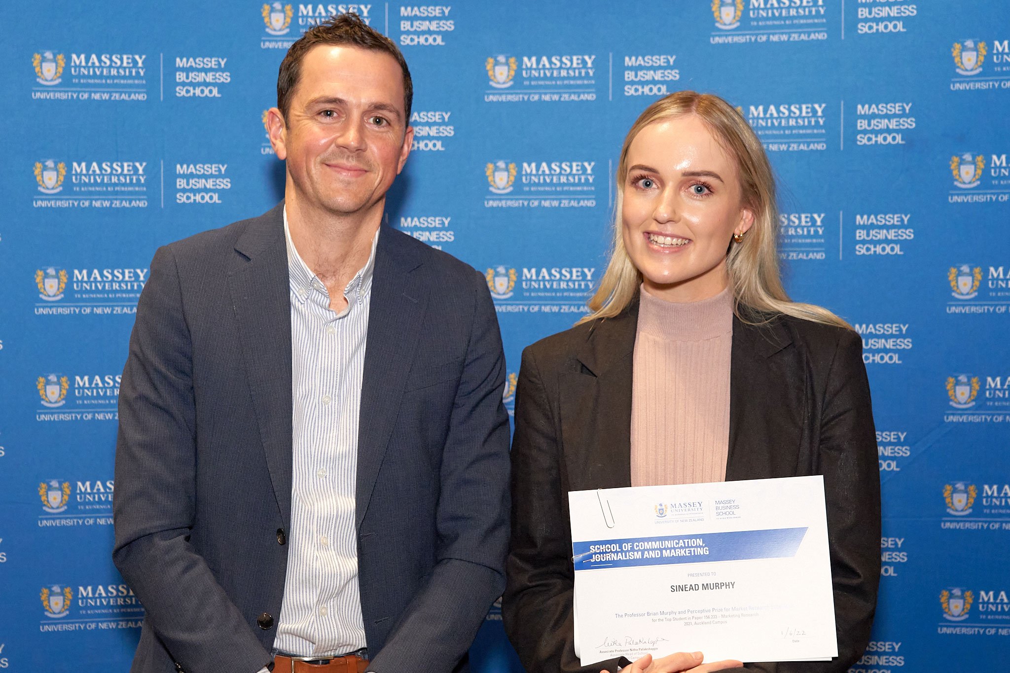 Perceptive's Oliver Allen with Sinead Murphy at the Massey Business School Awards
